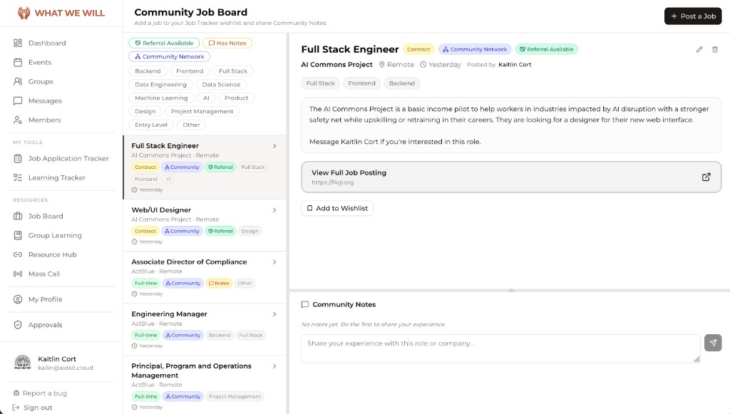 Community Job Board screenshot
